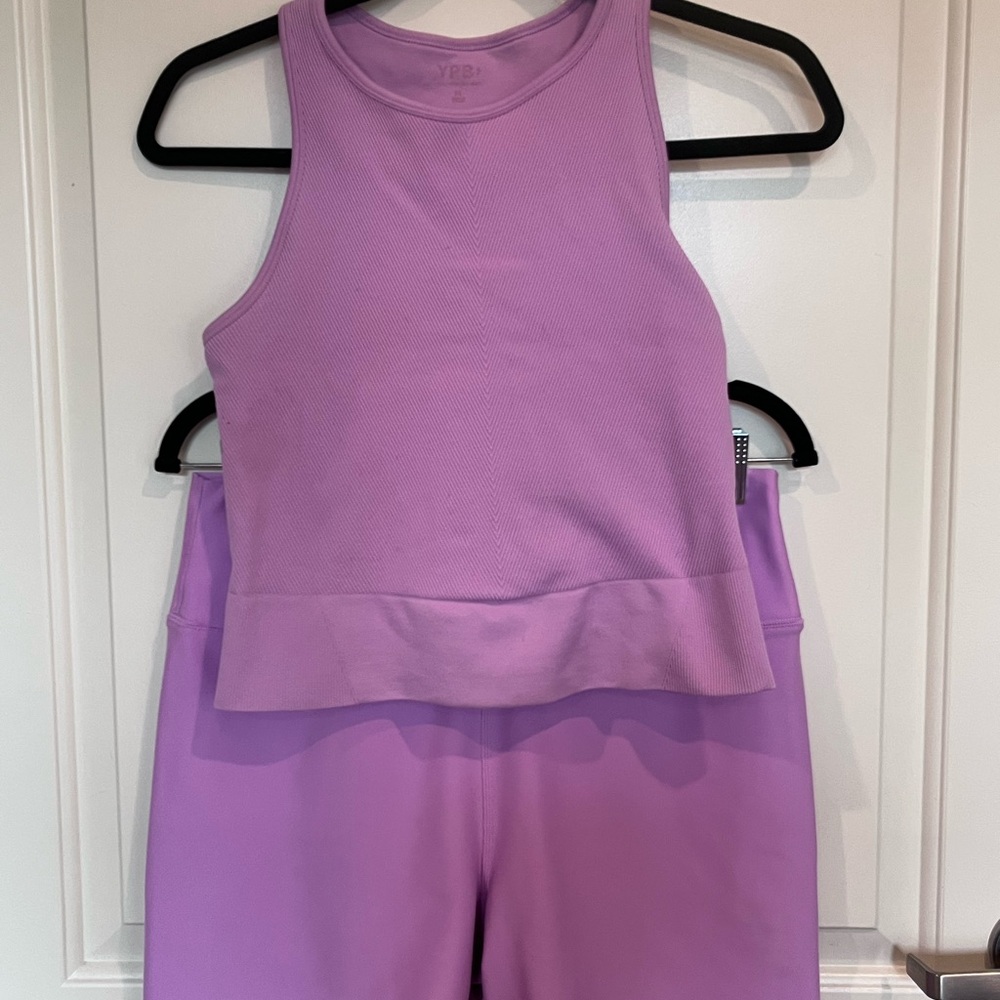 Pink Tank and biker shorts activewear set